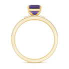 Natural 1.4 Carat Amethyst 3 Piece Bridal Ring Set with Diamond AAA - Rosec Jewels