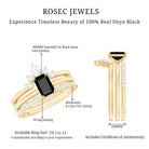 Emerald Cut Black Onyx and Diamond Trio Wedding Ring Set AAA - Rosec Jewels