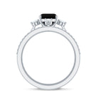 Certified 2 Carat Emerald Cut Lab Grown Black and White Diamond Engagement Ring with Enhancer AAAA ( Synthetic ) - Rosec Jewels