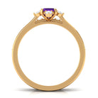 Real 1.4 Carat Amethyst Emerald Cut Engagement Wedding Ring Set with Diamond AAA - Rosec Jewels