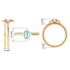 Emerald Cut Genuine Aquamarine and Diamond Designer Engagement Ring Set AAA - Rosec Jewels
