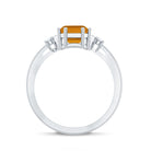 Certified Natural Citrine Emerald Cut Engagement Ring with Diamond AAA - Rosec Jewels