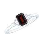 Certified Garnet Emerald Cut Engagement Ring with Real Diamond AAA - Rosec Jewels