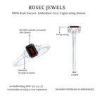 Certified Garnet Emerald Cut Engagement Ring with Real Diamond AAA - Rosec Jewels