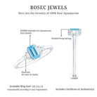 Real 0.6 Carat Aquamarine Emerald Cut Engagement Ring with Diamond AAA - Rosec Jewels