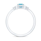 Real 0.6 Carat Aquamarine Emerald Cut Engagement Ring with Diamond AAA - Rosec Jewels