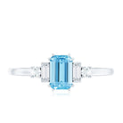 Real 0.6 Carat Aquamarine Emerald Cut Engagement Ring with Diamond AAA - Rosec Jewels