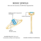 Real 0.6 Carat Aquamarine Emerald Cut Engagement Ring with Diamond AAA - Rosec Jewels