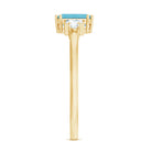 Real 0.6 Carat Aquamarine Emerald Cut Engagement Ring with Diamond AAA - Rosec Jewels