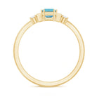 Real 0.6 Carat Aquamarine Emerald Cut Engagement Ring with Diamond AAA - Rosec Jewels