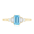 Real 0.6 Carat Aquamarine Emerald Cut Engagement Ring with Diamond AAA - Rosec Jewels