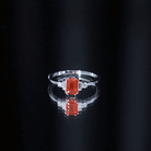1 CT Emerald Cut Fire Opal Engagement Ring with Diamond AAA - Rosec Jewels