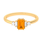 1 CT Emerald Cut Fire Opal Engagement Ring with Diamond AAA - Rosec Jewels