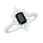 Vintage Style 1.6 Carat Lab Grown Black and White Diamond Emerald Cut Engagement Ring AAAA ( Synthetic ) - Rosec Jewels