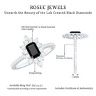 Vintage Style 1.6 Carat Lab Grown Black and White Diamond Emerald Cut Engagement Ring AAAA ( Synthetic ) - Rosec Jewels