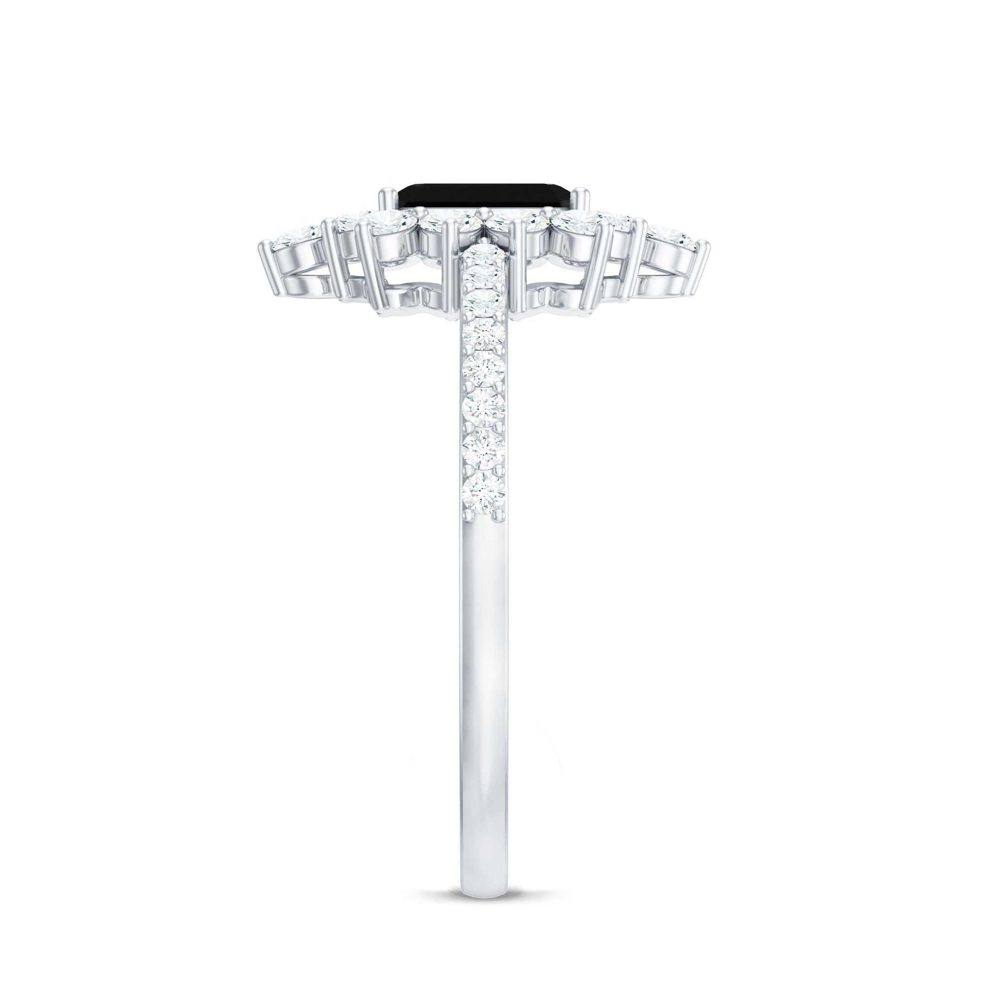 Vintage Style 1.6 Carat Lab Grown Black and White Diamond Emerald Cut Engagement Ring AAAA ( Synthetic ) - Rosec Jewels
