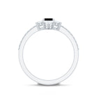 Vintage Style 1.6 Carat Lab Grown Black and White Diamond Emerald Cut Engagement Ring AAAA ( Synthetic ) - Rosec Jewels