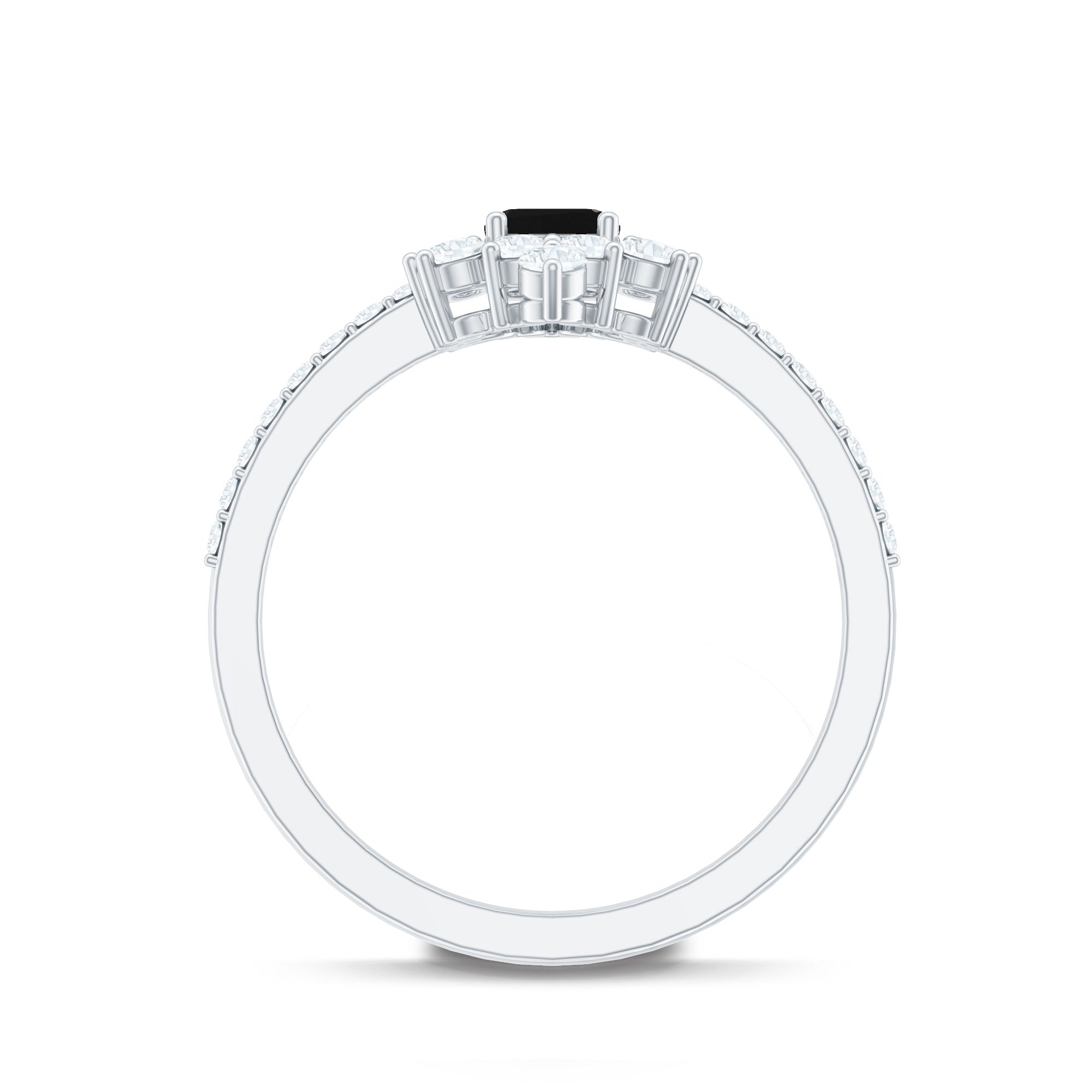 Vintage Style 1.6 Carat Lab Grown Black and White Diamond Emerald Cut Engagement Ring AAAA ( Synthetic ) - Rosec Jewels