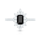 Vintage Style 1.6 Carat Lab Grown Black and White Diamond Emerald Cut Engagement Ring AAAA ( Synthetic ) - Rosec Jewels