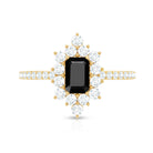 Vintage Style 1.6 Carat Lab Grown Black and White Diamond Emerald Cut Engagement Ring AAAA ( Synthetic ) - Rosec Jewels