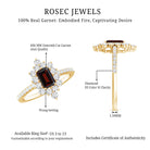 Vintage Inspired Garnet Emerald Cut Engagement Ring with Diamond Halo AAA - Rosec Jewels