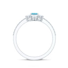 Vintage Looking Aquamarine and Diamond Halo Engagement Ring AAA - Rosec Jewels
