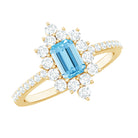 Vintage Looking Aquamarine and Diamond Halo Engagement Ring AAA - Rosec Jewels