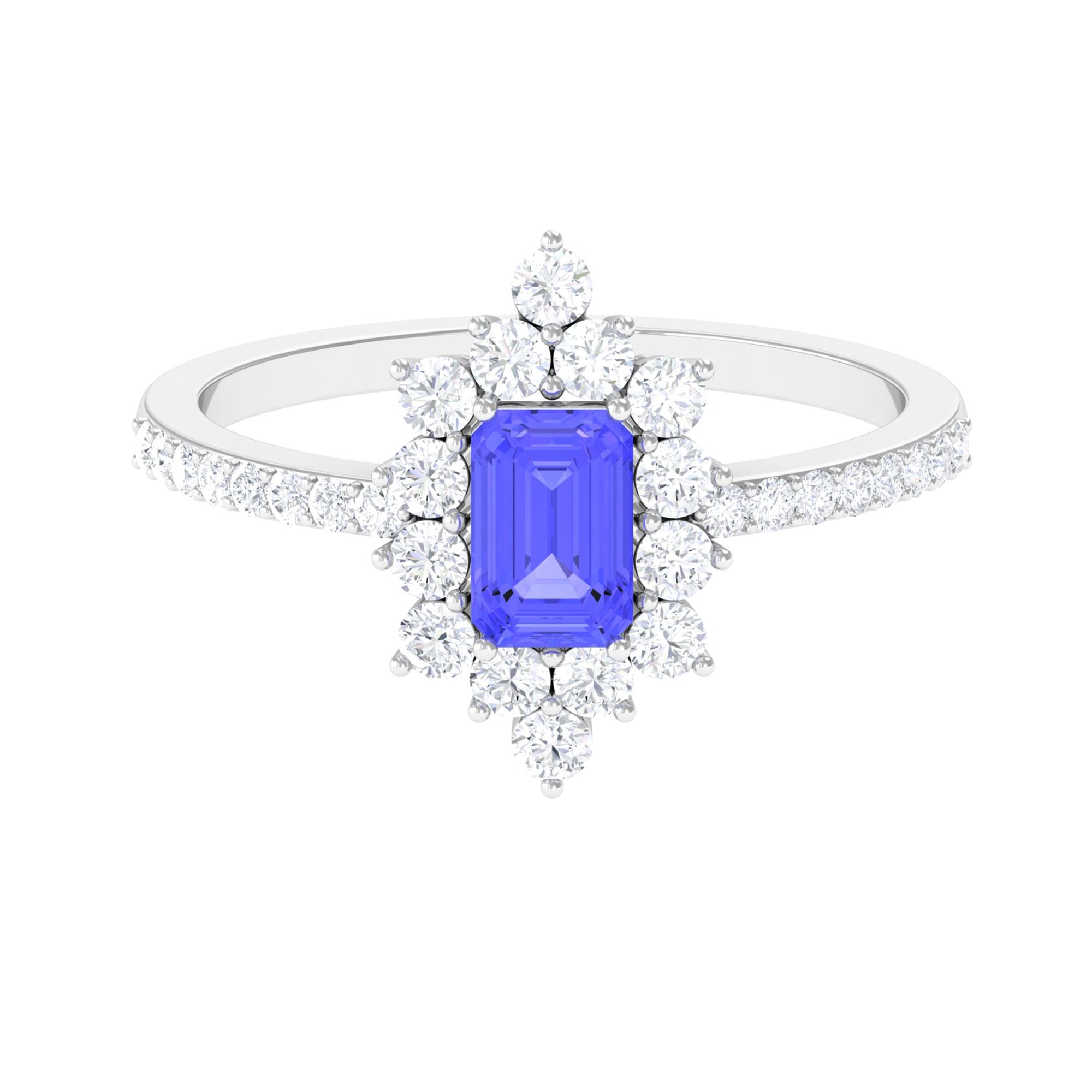1.75 CT Tanzanite and Diamond Vintage Inspired Halo Ring Tanzanite - ( AAA ) - Quality - Rosec Jewels