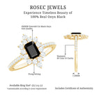 Vintage Inspired Black Onyx Engagement Ring with Diamond Halo AAA - Rosec Jewels