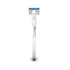 4X6mm Emerald Cut London Blue Topaz Solitaire Ring with Diamond AAA - Rosec Jewels