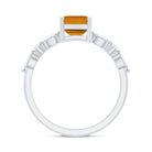 Certified Real Citrine Emerald Cut Engagement Ring with Diamond AAA - Rosec Jewels