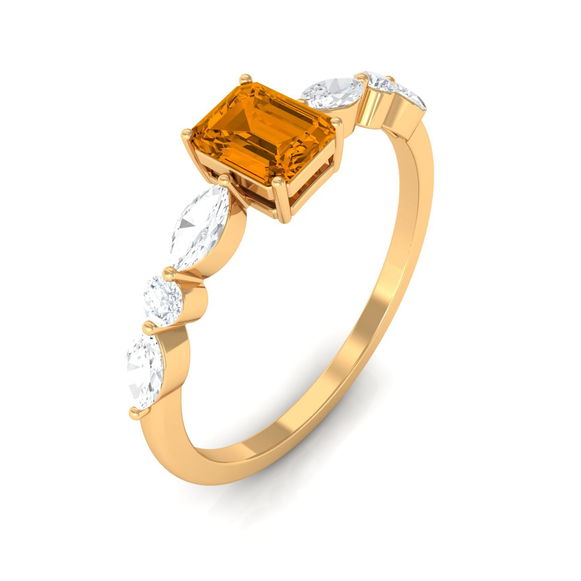 0.75 CT Elegant Citrine Promise Ring with Moissanite Stones Citrine - ( AAA ) - Quality - Rosec Jewels