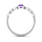 Genuine 1.4 Carat Amethyst Emerald Cut Engagement Ring with Diamond AAA - Rosec Jewels