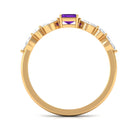 Genuine 1.4 Carat Amethyst Emerald Cut Engagement Ring with Diamond AAA - Rosec Jewels