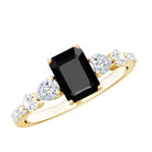 Certified 1.6 Carat Lab Grown Black Diamond Emerald Cut Engagement Ring with Side Stones AAAA ( Synthetic ) - Rosec Jewels