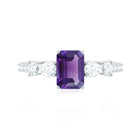 Real 1.4 Carat Emerald Cut Amethyst Engagement Ring with Moissanite AAA - Rosec Jewels