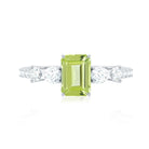 Natural 1.8 Carat Peridot Emerald Cut Engagement Ring with Side Stones AAA - Rosec Jewels