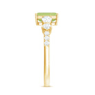 Natural 1.8 Carat Peridot Emerald Cut Engagement Ring with Side Stones AAA - Rosec Jewels