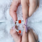1 Carat Fire Opal Emerald Cut Engagement Ring with Diamond Side Stones AAA - Rosec Jewels