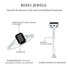 Certified 1.6 Carat Lab Grown Black Diamond Emerald Cut Engagement Ring with White Diamond Split Shank AAAA ( Synthetic ) - Rosec Jewels