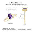 1.4 Carat Amethyst Emerald Cut Engagement Ring with Diamond Split Shank AAA - Rosec Jewels