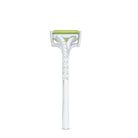 1.8 Carat Peridot Emerald Cut Engagement Ring with Diamond Split Shank AAA - Rosec Jewels