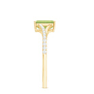 1.8 Carat Peridot Emerald Cut Engagement Ring with Diamond Split Shank AAA - Rosec Jewels
