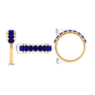 Natural Oval Blue Sapphire Half Eternity Band with Diamond AAA - Rosec Jewels