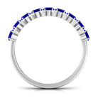 Natural Oval Blue Sapphire Half Eternity Band with Diamond AAA - Rosec Jewels