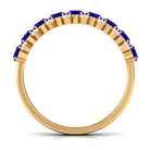 Natural Oval Blue Sapphire Half Eternity Band with Diamond AAA - Rosec Jewels