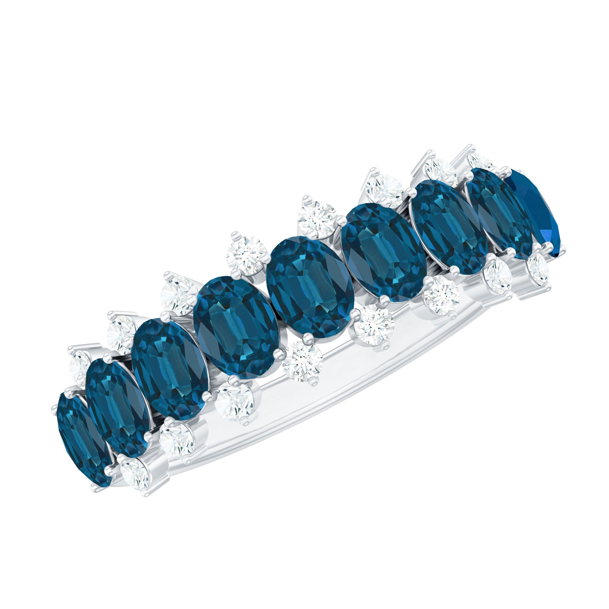 London Blue Topaz Half Eternity Band with Certificate AAA - Rosec Jewels