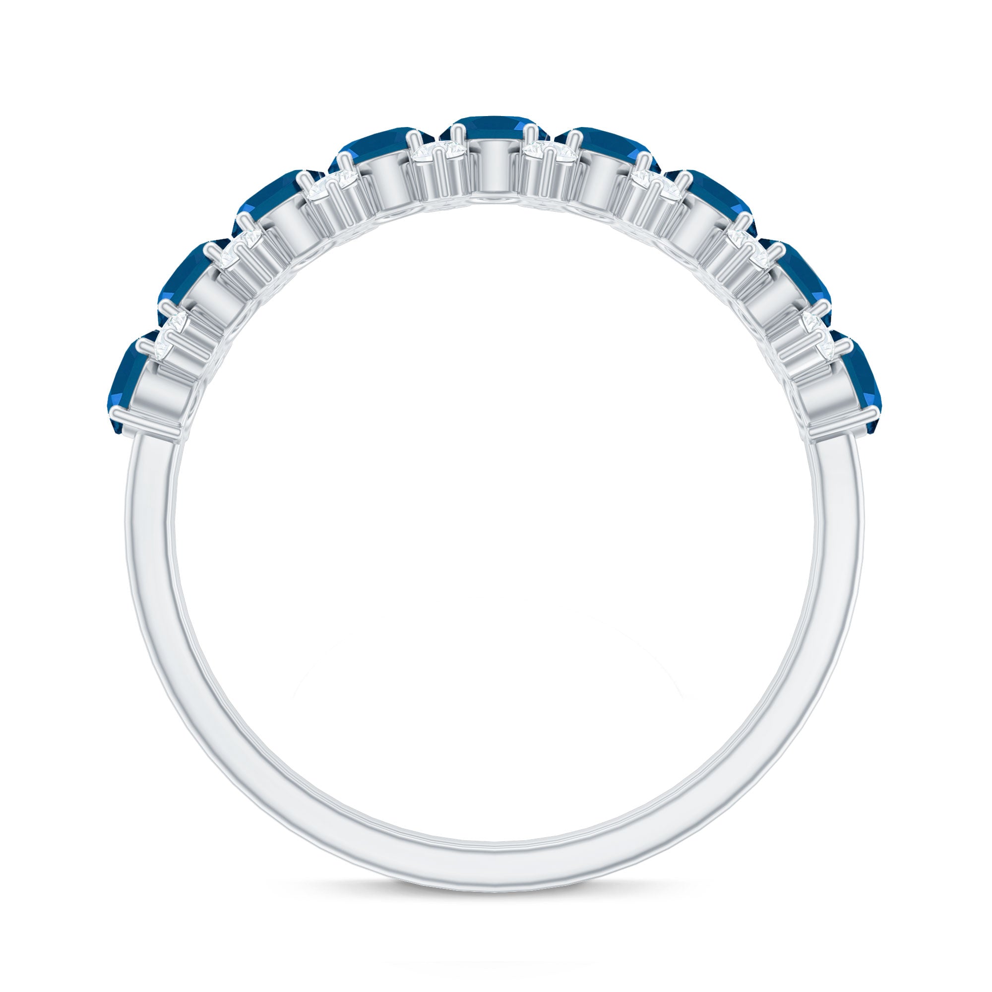 London Blue Topaz Half Eternity Band with Certificate AAA - Rosec Jewels