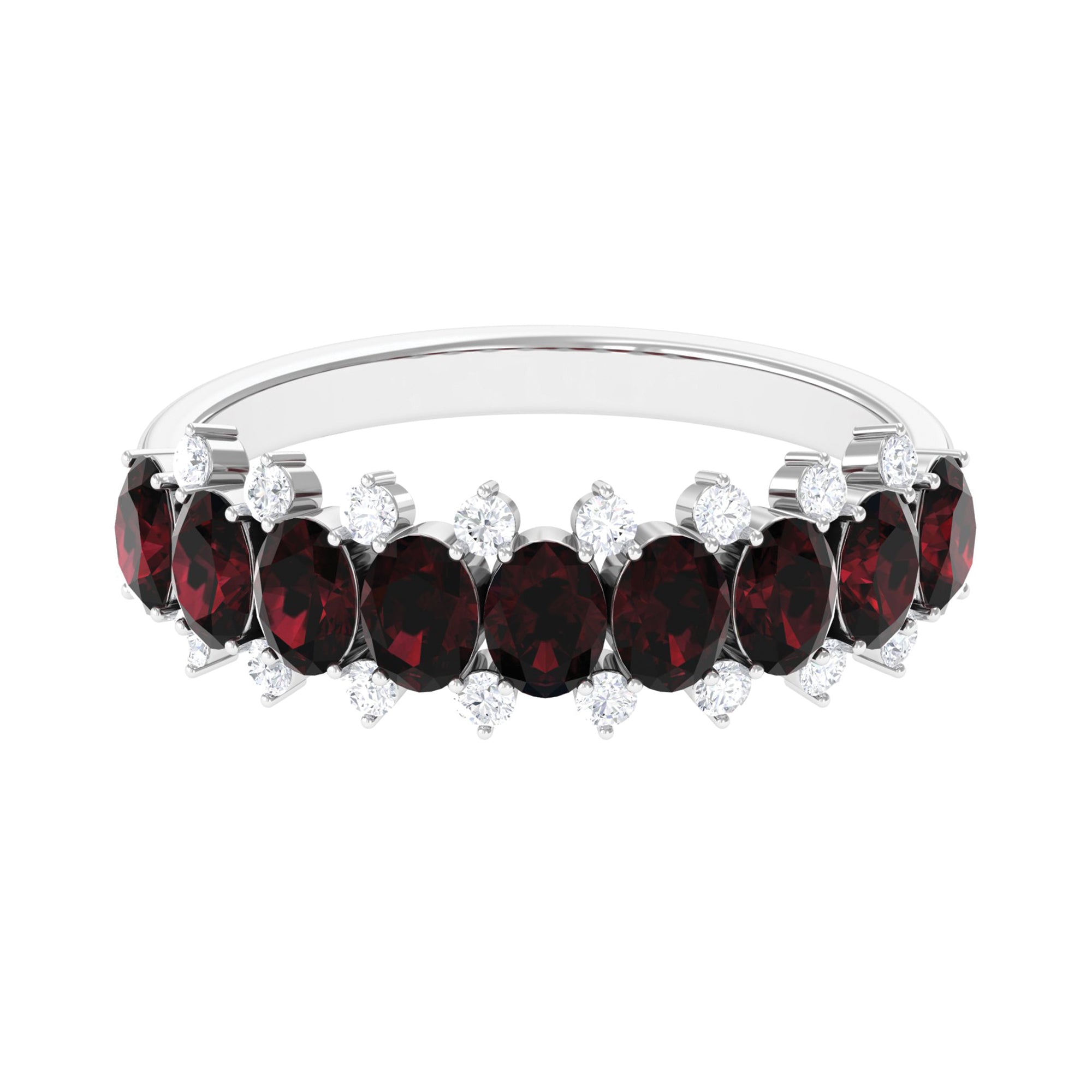 Real Garnet Diamond Half Eternity Wedding Anniversary Ring AAA - Rosec Jewels