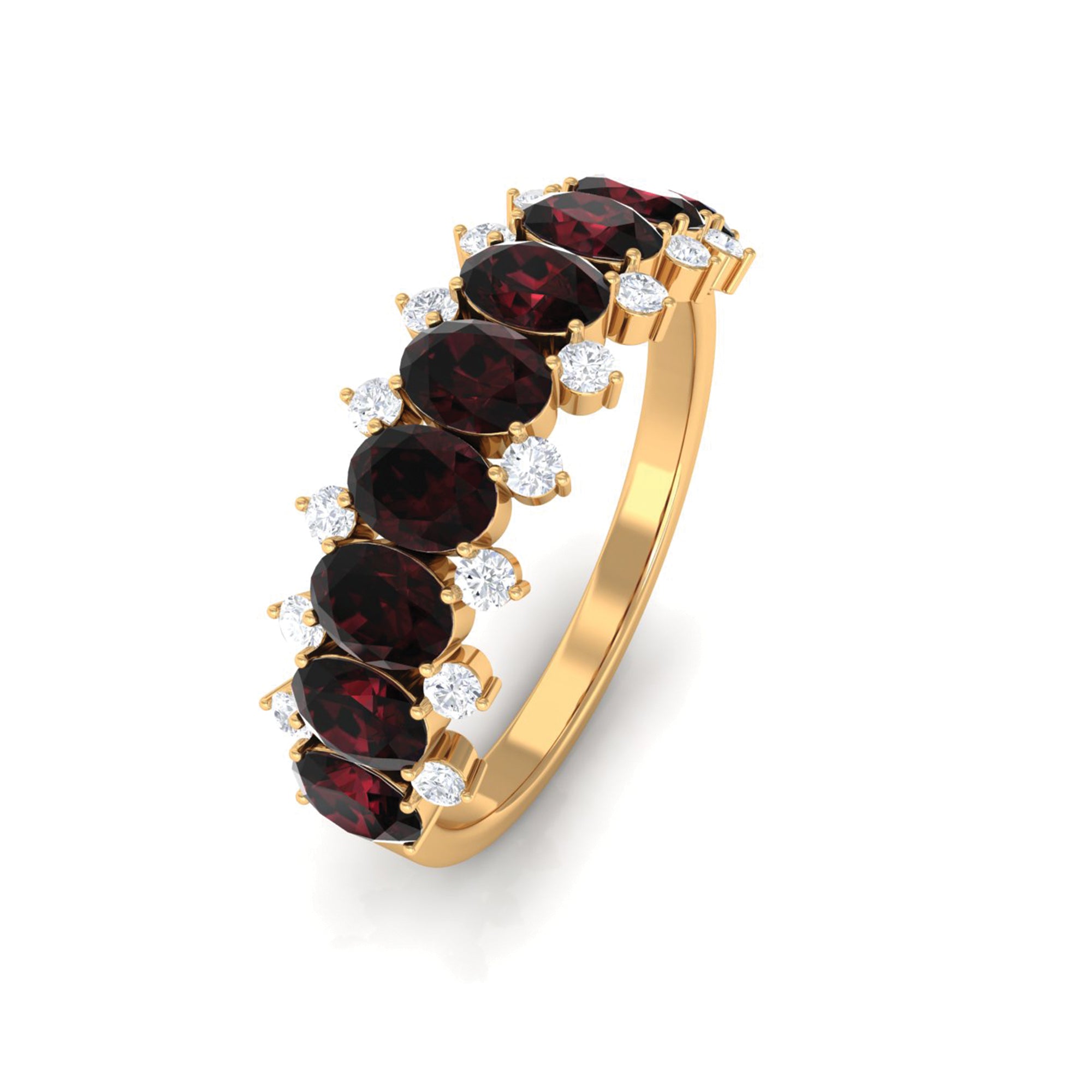 Real Garnet Diamond Half Eternity Wedding Anniversary Ring AAA - Rosec Jewels